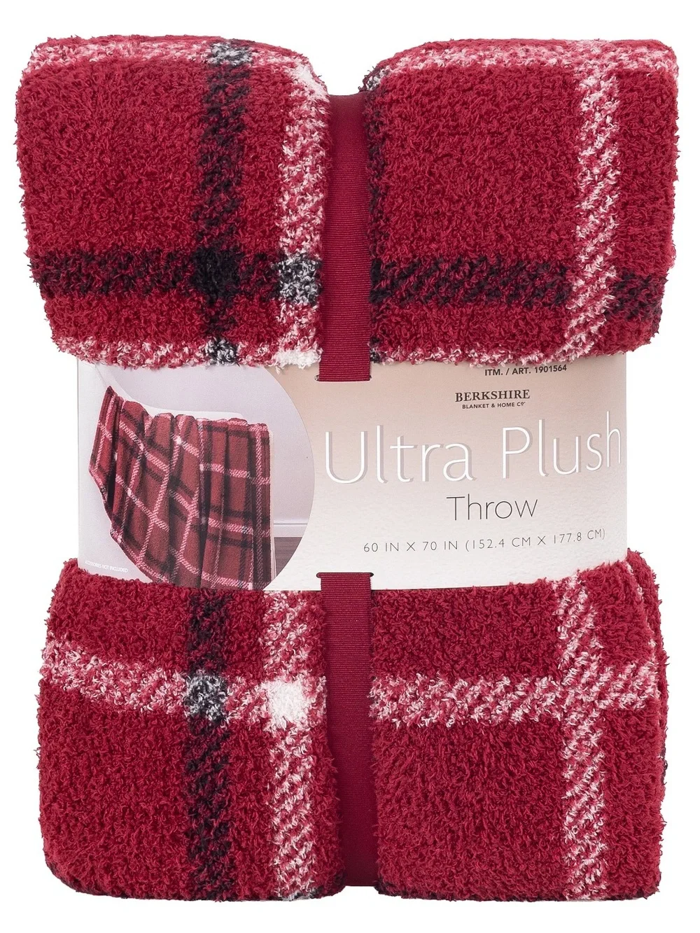 Berkshire Plaid Red Cozy Throw Blanket - Soft Holiday Home Accent